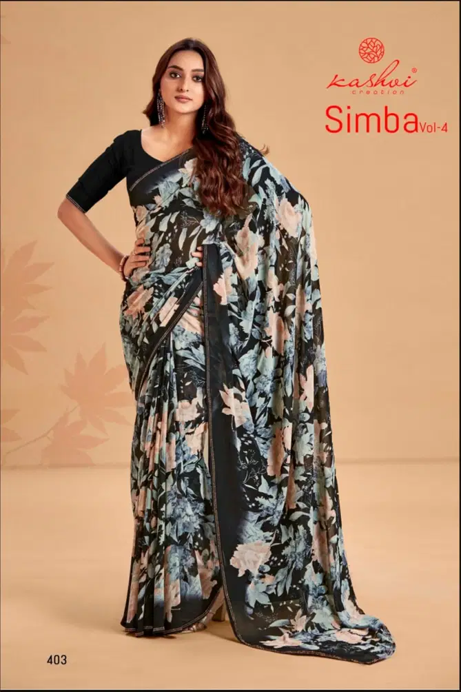 Simba Vol 04 By Kashvi Printed Georgette Sarees Wholesale Market In Surat
